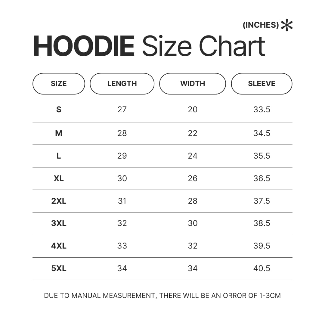 Hoodie Size Chart - King Gizzard Store