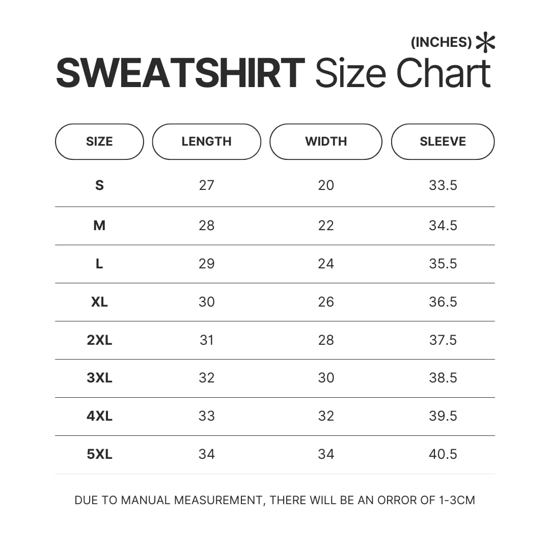 Sweatshirt Size Chart - King Gizzard Store