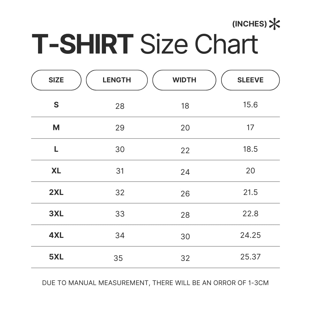 T shirt Size Chart - King Gizzard Store