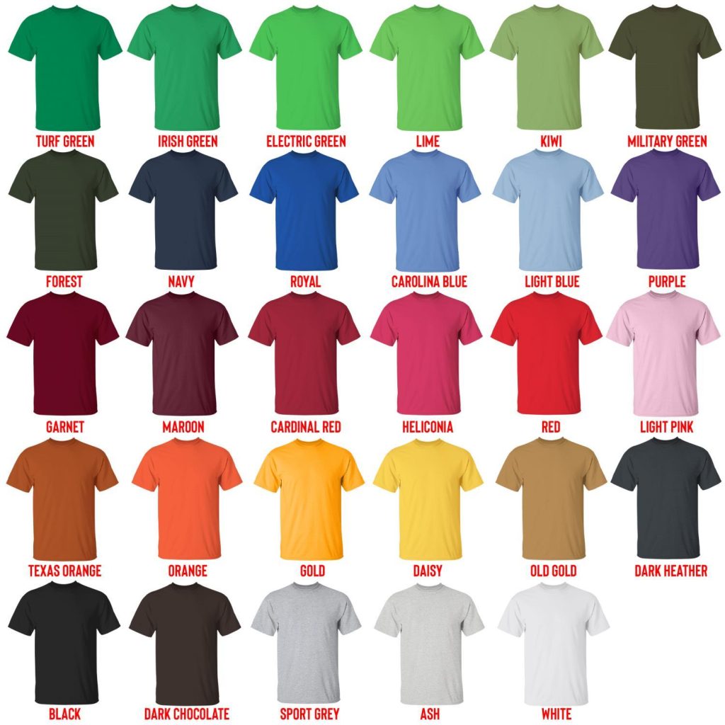 t shirt color chart - King Gizzard Store