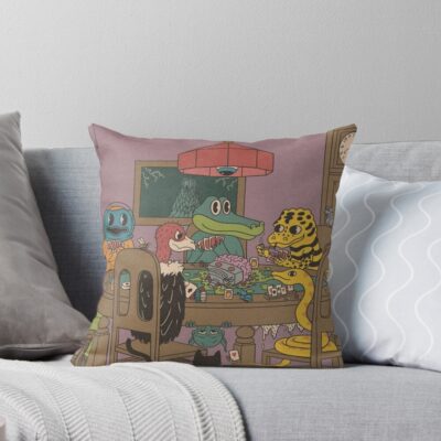 King Gizzard And The Lizard Wizard Poker Throw Pillow