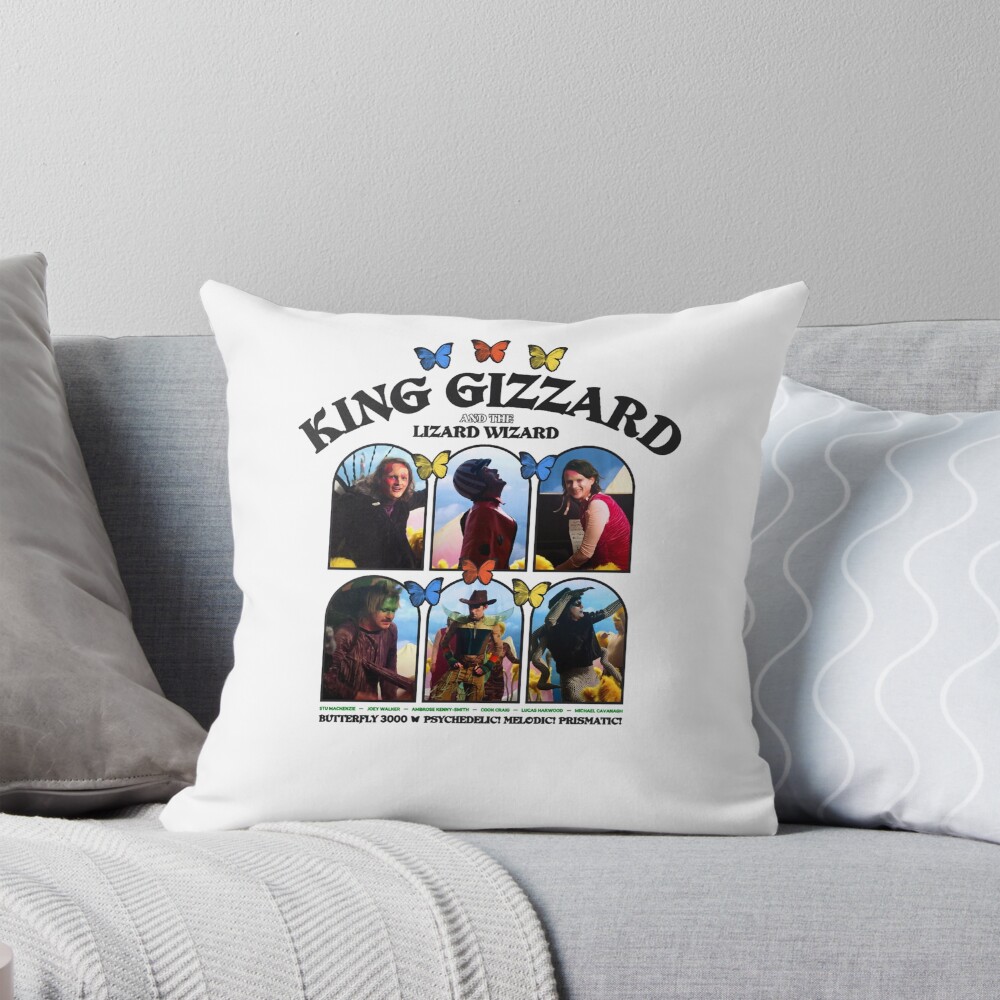 King Gizzard And The Lizard Wizard Butterfly Throw Pillow